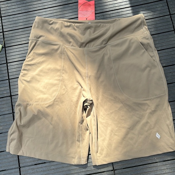 satiny Pants - NWT Satiny XL biker shorts sand colored